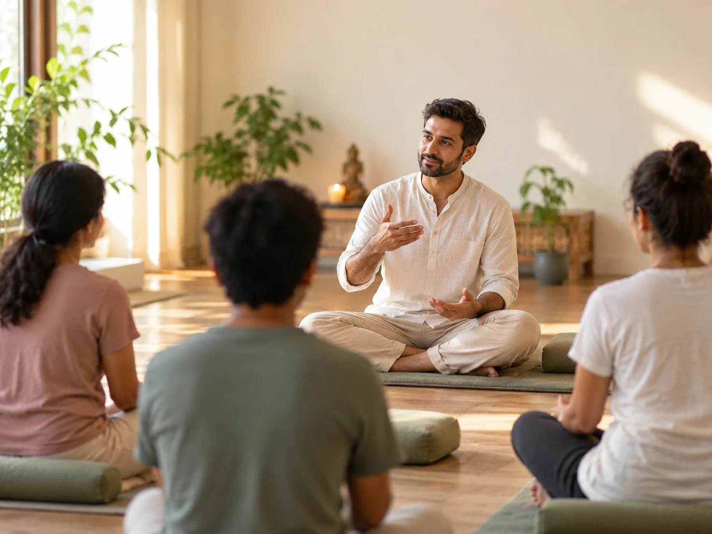 Small group in a guided meditation