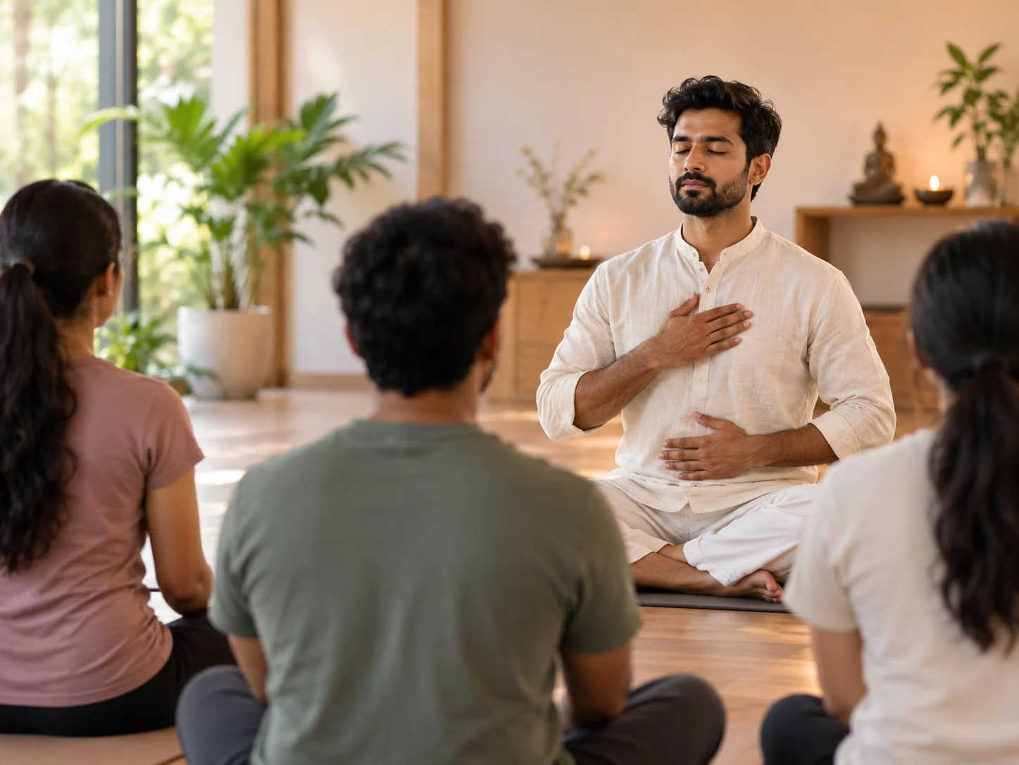 Small group listening to the teacher