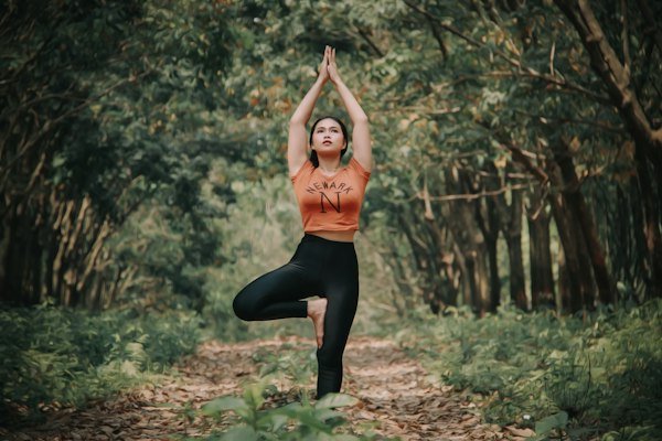 Tree pose practised among trees