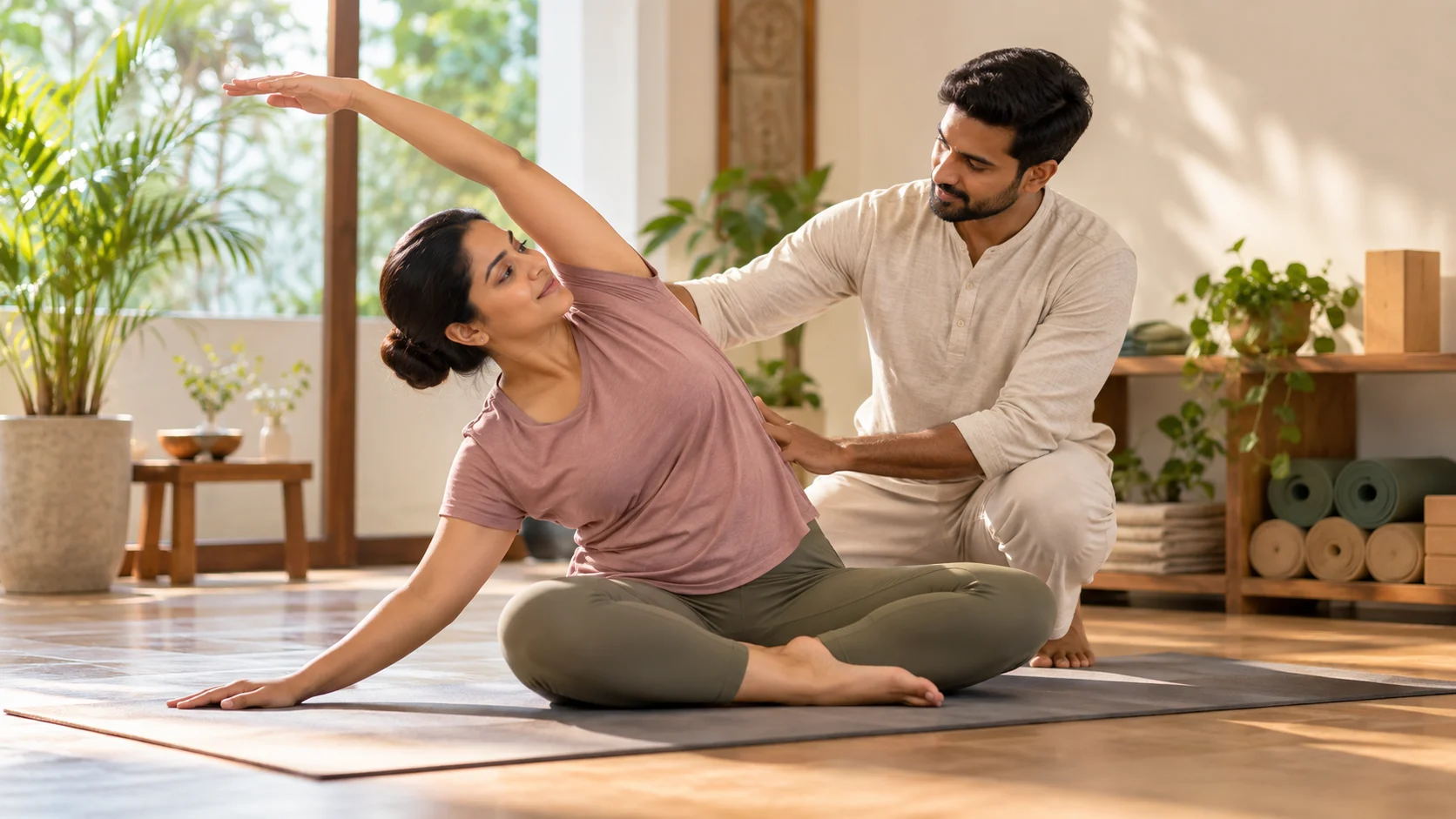 Anahat Yoga teacher guiding a small group near Balewadi High Street